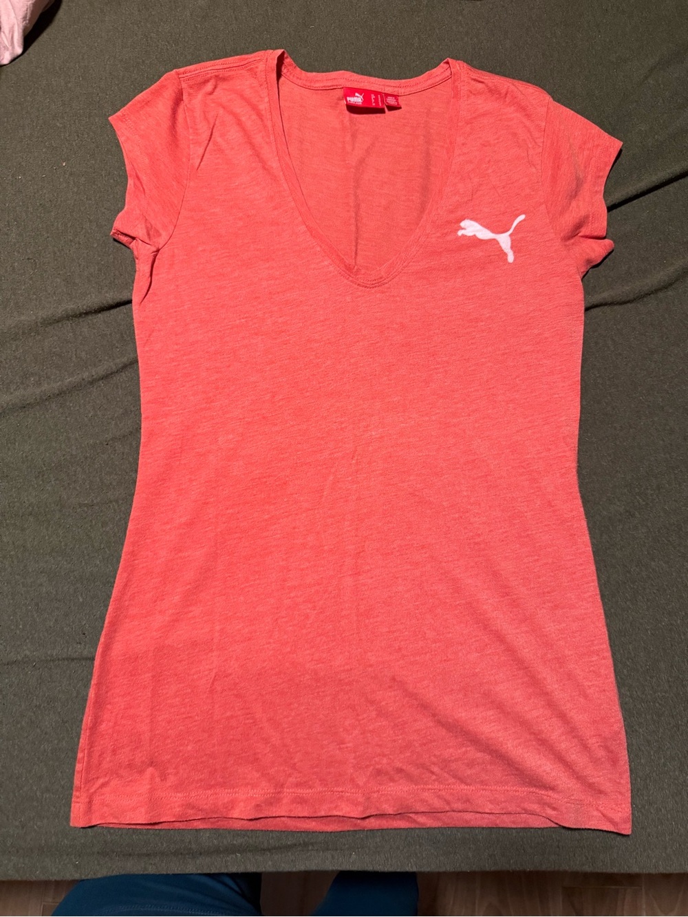 Puma Coral V-Neck Short Sleeve Tee